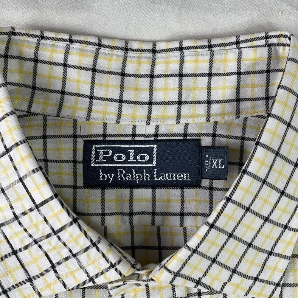Polo Ralph Lauren Men's Long Sleeve Black Yellow Check Shirt Size XL Spread Coll